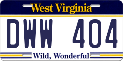 WV license plate DWW404