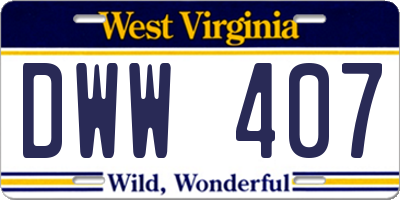 WV license plate DWW407