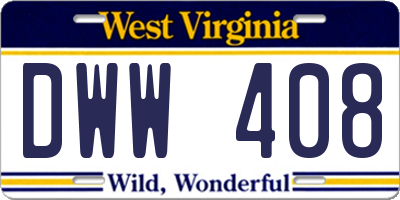 WV license plate DWW408