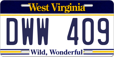 WV license plate DWW409