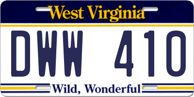 WV license plate DWW410