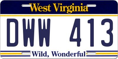 WV license plate DWW413