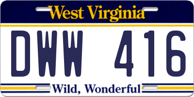 WV license plate DWW416