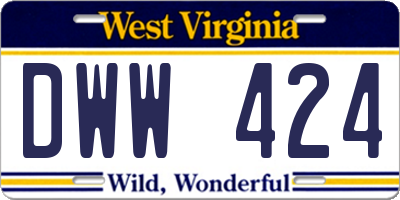 WV license plate DWW424