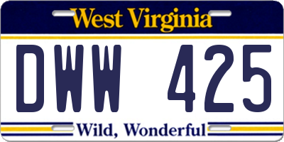 WV license plate DWW425