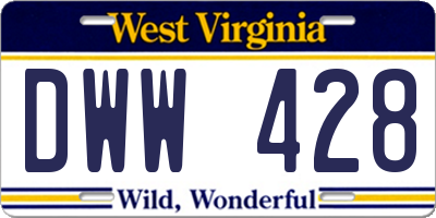 WV license plate DWW428