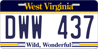 WV license plate DWW437