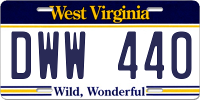 WV license plate DWW440