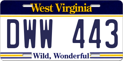 WV license plate DWW443
