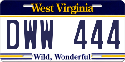 WV license plate DWW444