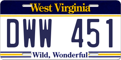 WV license plate DWW451