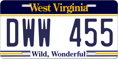 WV license plate DWW455