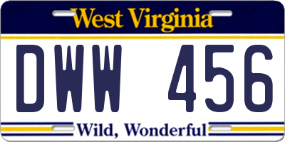 WV license plate DWW456