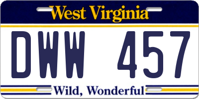 WV license plate DWW457