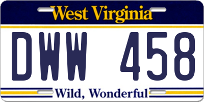 WV license plate DWW458