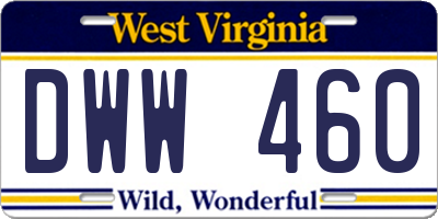 WV license plate DWW460