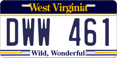 WV license plate DWW461