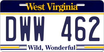 WV license plate DWW462