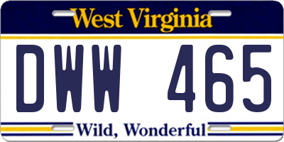 WV license plate DWW465