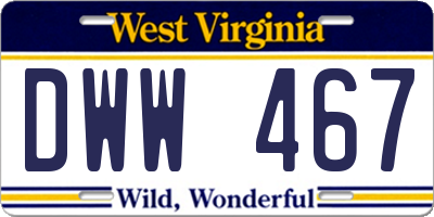 WV license plate DWW467