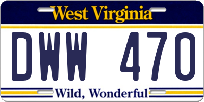 WV license plate DWW470