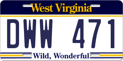 WV license plate DWW471