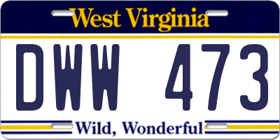 WV license plate DWW473
