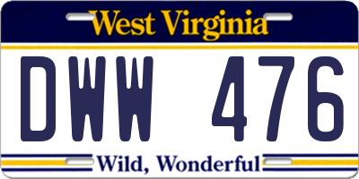 WV license plate DWW476