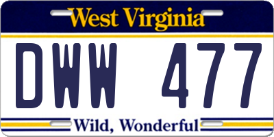 WV license plate DWW477