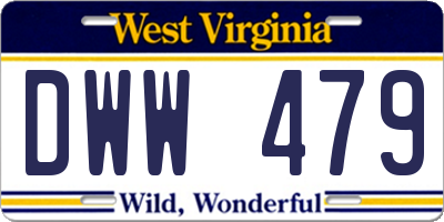WV license plate DWW479