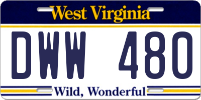 WV license plate DWW480