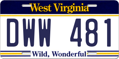 WV license plate DWW481