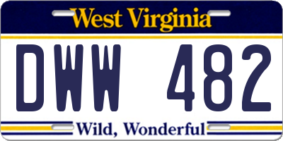 WV license plate DWW482
