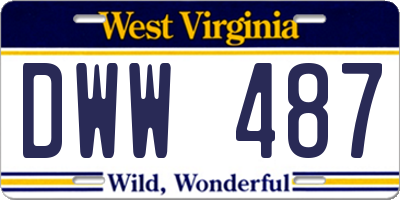WV license plate DWW487