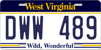 WV license plate DWW489