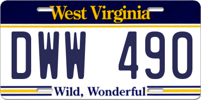 WV license plate DWW490