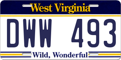 WV license plate DWW493