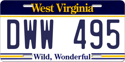 WV license plate DWW495