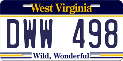 WV license plate DWW498