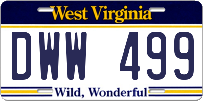 WV license plate DWW499
