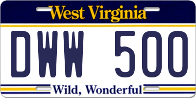WV license plate DWW500