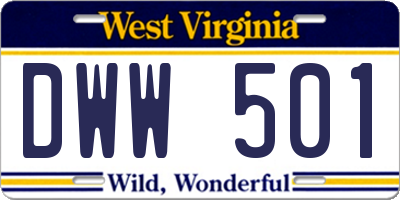 WV license plate DWW501