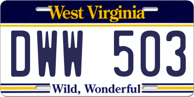 WV license plate DWW503