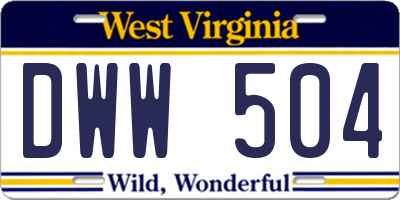 WV license plate DWW504