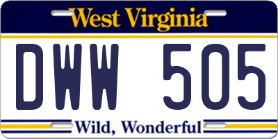 WV license plate DWW505