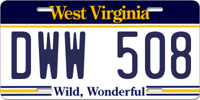 WV license plate DWW508