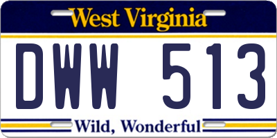 WV license plate DWW513