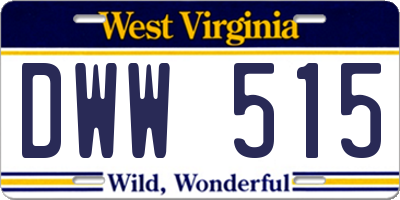 WV license plate DWW515