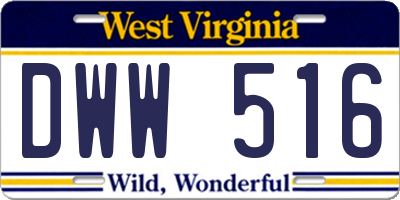 WV license plate DWW516