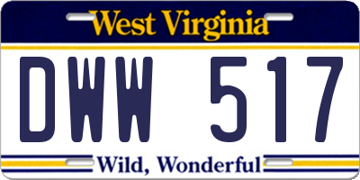 WV license plate DWW517